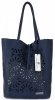 Kožené kabelka shopper bag Vittoria Gotti tmavě modrá V577